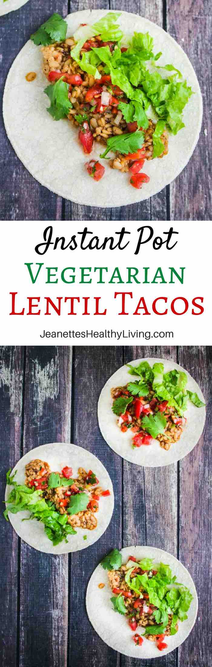 Instant Pot Vegetarian Lentil Tacos - flavorful, delicious vegetarian/vegan lentils served in burrito bowls or in tortillas/taco shells