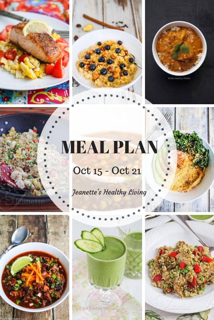 Weekly Healthy Meal Plan Sept 24 - Sept 30 - Weekly Healthy Meal Plan Oct 15 - Oct 21 - breakfast, lunch and dinner recipes and ideas to help get healthy meals on your family's table