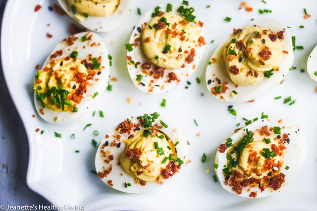 Bacon Dust Everything Bagel Deviled Eggs - party pleaser - stunning and delicious!