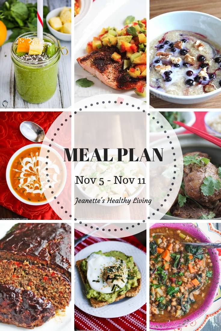 Weekly Meal Plan Nov 5 - Weekly Healthy Meal Plan Oct 29 - Nov 4 - breakfast, lunch and dinner recipes and ideas to help get healthy meals on your family's table
