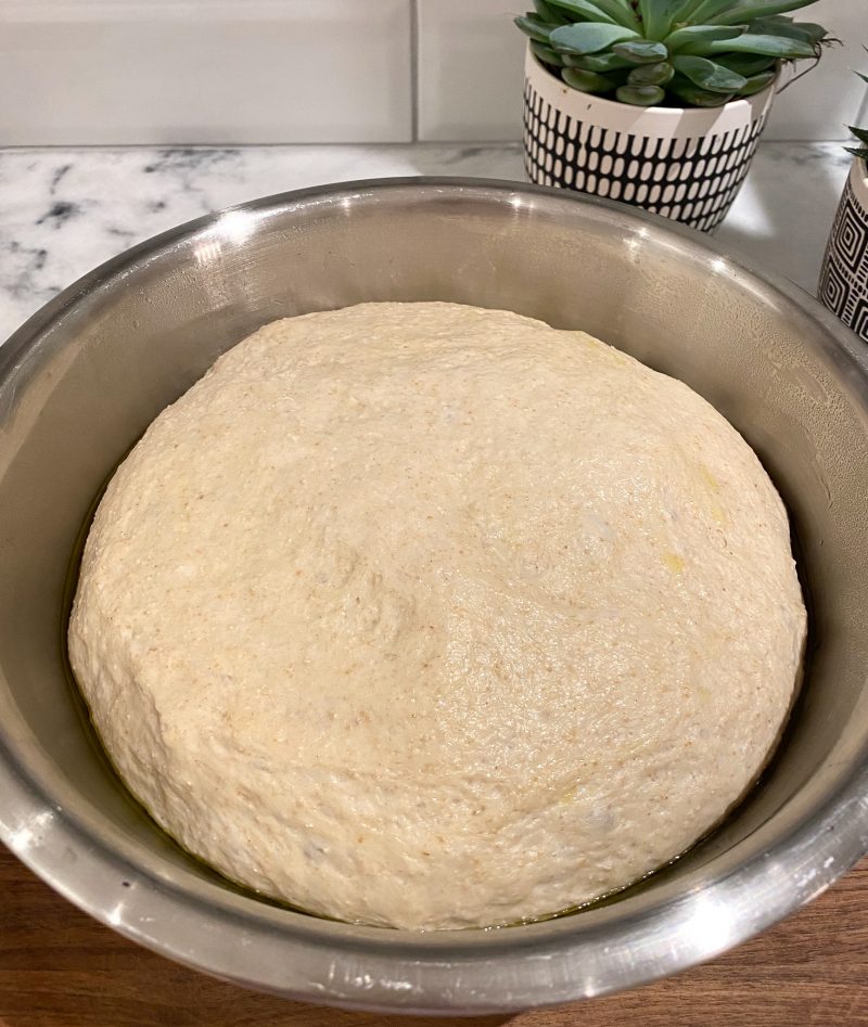 Proofed Sourdough Focaccia Dough