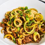 Chinese Five Spice Ground Turkey Zucchini Noodles - this is a low carb version of a popular Chinese noodle dish. Delicious and very satisfying!