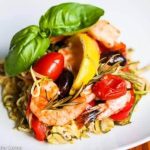 Grilled Mediterranean Shrimp and Zucchini Noodles in a Packet - this is an amazingly simple and delicious meal, all cooked on the grill in a little foil wrapping. Low carb and healthy too.