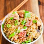 Instant Pot Chinese Sticky Rice - traditional Chinese dish featuring Chinese sausage, chicken and shitake mushrooms; 12 minutes cooking time using pressure cooker setting