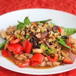 Stir-Fry Spicy Kung Pao Chicken with Fresh Vegetables and Walnuts