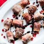 Prosciutto Wrapped Goat Stuffed Dates with Balsamic Vinegar Glaze - just four ingredients - super easy and delicious - perfect as a last minute appetizer idea!