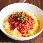 Healthy Slow Cooker Turkey Bolognese Sauce with Spaghetti Squash - this low carb meal will satisfy your craving for comfort food