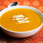 Spiced Butternut Squash Soup - this quick and easy soup recipe is healthy, delicious and happens to be vegan. Only 5 Ingredients. Perfect for Fall and Thanksgiving menus.