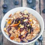Steel Cut Oatmeal with Blueberry Compote - healthy warm spiced oats for breakfast with vibrant blueberry topping