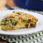 Crustless Sausage Spinach Mushroom Quiche - perfect for brunch over the holidays!